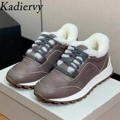 Casual New Sneakers Woman Round Toe Lace Up Outdoors Shoes Cow Suede Patchwork String Bead Comfort Flat Women's Sports Shoes