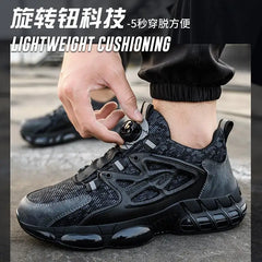 ZLMY Rotating Button Safety Shoes Men Steel Toe Sneakers Air Cushion Work Shoes Man Puncture Proof Work Safety Boots Protective