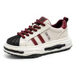 Men's Sneakers Design Printing Leather Casual Sports Shoes Fashion Comfortable Height Increased Flat Platform Skateboard Shoes