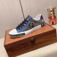 Men's Genuine Leather Sports Sneakers Casual Leather Strap Light Soft Sole Comfortable Lace-Up Shoes
