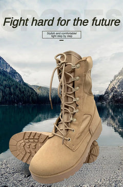New Brand Leather Man Tactical Combat Boots Men Outdoor Hiking Desert Boots Breathable Male Ankle Boots