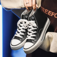 Retro High Top Canvas Shoes Classic Breathable Unisex Spring Autumn Fashionable Couple Style Cotton Lined Flat Bottom Sneakers