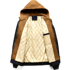 Spring Autumn Winter New Fashion Men’s Casual Trendy Color-coded Loose Fake 2 Piece Set Jacket Male Hooded Coats Clothes Tops