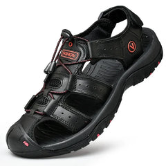 Men Summer Beach Sandals Outdoor Non-slip Wading Shoes Fisherman Leather Breathable Hiking Non-slip Sandals Sandalia Masculina