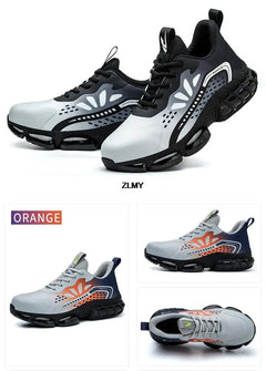 ZLMY Rotating Button Safety Shoes Men Steel Toe Sneakers Air Cushion Work Shoes Man Puncture Proof Work Safety Boots Protective