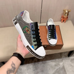 Men's Genuine Leather Sports Sneakers Casual Leather Strap Light Soft Sole Comfortable Lace-Up Shoes