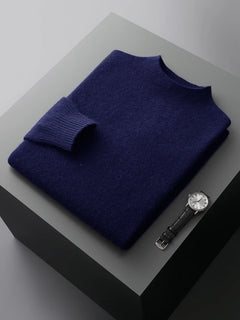 New Men's 100% Merino Wool Mock Neck Pullover Soft Warm Jumpers Quality Cashmere Sweater Casual Smart Knitwear Basic Tops Clothi
