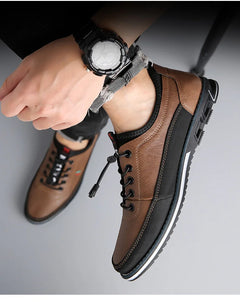New Men's Leather Flat Casual Shoes Soft Sole Slip on Loafers Business Formal Shoes for Men Zapatos Casuales De Hombre Plus Size