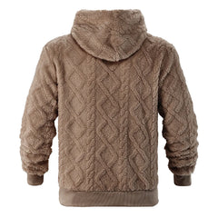 Autumn and winter leisure men's high street jacquard double-sided velvet hooded sports trend pullover sweater jacket
