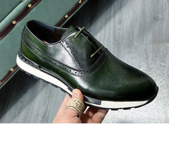 Spring Casual Shoes Men's Genuine Leather Anti-skid Sports Shoes Outdoor Walking Shoes Classic Pointed Breathable Leather Shoes