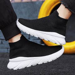 Soft Light Sneakers Men and Women Plus Size 35-46 Unisex Sports Shoes Thick Sole Cushioning EVA Slip On Ankle Socks Shoes