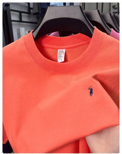 100% cotton men's short sleeve T-shirt fashion brand Paul Pony embroidery summer new high-end comfortable casual round neck top