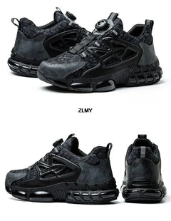 ZLMY Rotating Button Safety Shoes Men Steel Toe Sneakers Air Cushion Work Shoes Man Puncture Proof Work Safety Boots Protective