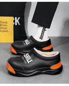 STRONGSHEN Men Plush Warm Chef Shoes Outdoor Garden Clogs Proffesional Waterproof Oilproof Non-Slip Kitchen Shoes For Pet Work