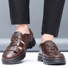 2025 Summer New Men's Shoes Casual men sandals Breathable genuine leather toe shoes Male Hollow out comfortable Sandals Homme