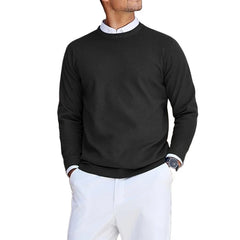 New Mens Crew Neck Sweaters Long Sleeve Lightweight Knit Dress Pullover Sweaters Solid Color Oversize Streetwear Man