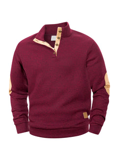 Spring Autumn Men's Casual Pullover Button Down Stand Collar Henley Polo Coats Long Sleeve Stand Collar Sweatshirts for Sport