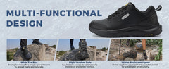 Fittington Hiking Shoes Extra Wide For Man Outdoor Walking Shoes Low-top Waterproof Work Shoes Toe with Arch Support for Heel
