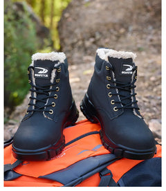 New 2024 Fashion Winter Velvet Work Safety Boots For Men Nail Proof Indestructible Waterproof Steel Toe Cap Male Sneakers
