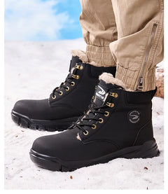 New 2024 Fashion Winter Velvet Work Safety Boots For Men Nail Proof Indestructible Waterproof Steel Toe Cap Male Sneakers