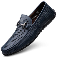 Elegantes Men Genuine Leather Loafers Non Slip Walking Shoes Breathable Outdoor Slip on Flats Casual Shoes Man Driving Moccasins