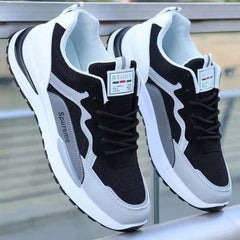 New Men's Breathable Low-Top Lace-Up Casual Shoes Comfortable Sports Shoes Lightweight PU Mesh Upgraded Version Fashionable