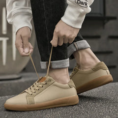 2025 New Luxury Cow Leather Casual Outdoor Sneakers for Men Flat Designer Antiskid Walking Shoes Fashion Lace-Up Oxford Shoes