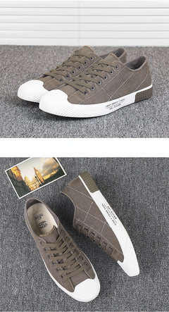 New Men's Low-cut Canvas Shoes Students Joker Lace-up Casual Shoe.