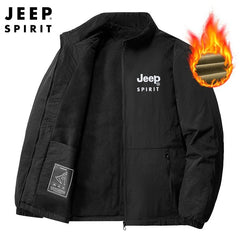 Jeep Spirit Men's Jacket for Spring and Autumn Leisure Stand Collar Fashion Warm Windproof Solid Color Coat