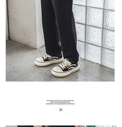 Brand Low Top Men's Canvas Sneakers Black Harajuku Big Head Platform Canvas Shoes Men Breathable Sport Casual Board Shoes Men