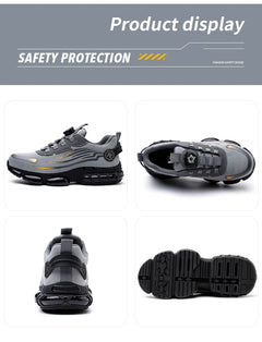 Indestructible Steel Toe Shoes for Men Women Construction Industrial Work Safety Sneakers Rotated Button Easy Wear