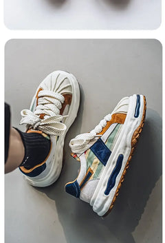 Sneakers Casual Mens Designer Dissolved Sole Board Shoes Fashion Leather Fabric Breathable Height Increased Platform Sport Shoes