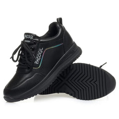 Women Versatile Non-slip Spring Autumn Soft Sole Soft Leather Shoes Fashion Breathable Lace-Up Solid Casual Flat Sneakers