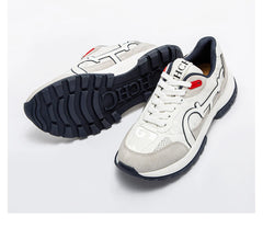 CHCH Women's Tennis Shoes 2024 Spring New Bull Leather+Fabric Spliced Casual Sports Shoes