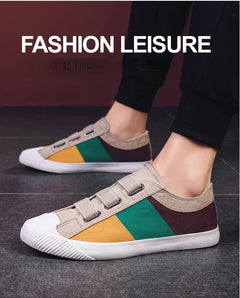 Fashion Men's Canvas Sneakers Casual Shoes Breathable Flat Buckle Loafers Shoes Summer Autumn Mens Designer Men Board Shoes