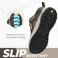 Fittington Hiking Shoes Extra Wide For Man Outdoor Walking Shoes Low-top Waterproof Work Shoes Toe with Arch Support for Heel