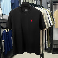 High end silky cotton breathable short sleeve T-shirt men summer designer Paul brand embroidered fashion casual round neck top