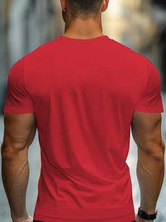 Men's 100% cotton casual sports loose oversized Focus print round neck short sleeved T-shirt top
