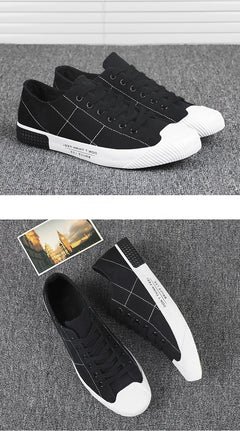 New Men's Low-cut Canvas Shoes Students Joker Lace-up Casual Shoe.