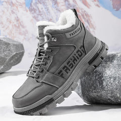 2025 Winter New: Men's Mid-High Top Warm Thickened Snow Sneakers - Versatile Trendy Platform Shoes for Outdoor Running