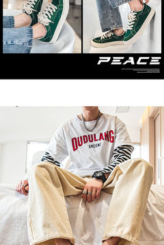 Men Skateboarding Shoes Canvas Thick Bottom Platform Shoes Comfortable Breathable Vulcanized Shoes Casual Sneakers Student Shoe