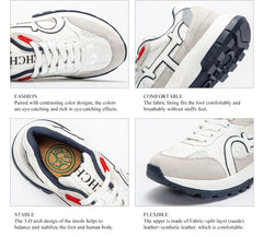 CHCH Women's Tennis Shoes 2024 Spring New Bull Leather+Fabric Spliced Casual Sports Shoes