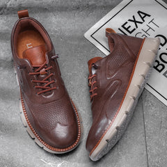 Men's Premium Leather Oxford Sneakers Casual Comfort Walking Shoes Navy Black Brown Fashion British Style Big Size 50 51 52