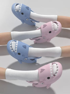 2024 Summer Shark Slippers Women Slides Men Bathroom Flip Flops Home Anti-Skid Flat Shoes Outdoor Fins Removable Slides Sandals