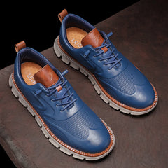 Men's Premium Leather Oxford Sneakers Casual Comfort Walking Shoes Navy Black Brown Fashion British Style Big Size 50 51 52