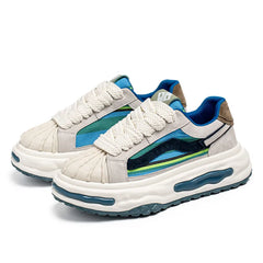 Sneakers Casual Mens Designer Dissolved Sole Board Shoes Fashion Leather Fabric Breathable Height Increased Platform Sport Shoes
