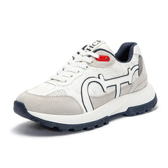 CHCH Women's Tennis Shoes 2024 Spring New Bull Leather+Fabric Spliced Casual Sports Shoes