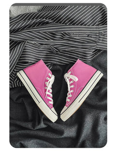 Retro High Top Canvas Shoes Classic Breathable Unisex Spring Autumn Fashionable Couple Style Cotton Lined Flat Bottom Sneakers