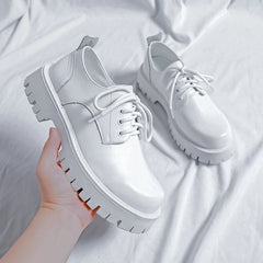 Men Korea Leather Platform Oxfords Slip On Thick Tottom For Male Derby Shoes Casual Loafers Mens Square Toe Formal Dress Shoes