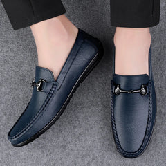 Elegantes Men Genuine Leather Loafers Non Slip Walking Shoes Breathable Outdoor Slip on Flats Casual Shoes Man Driving Moccasins